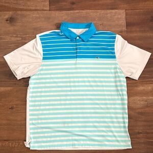 Vineyard Vines Men's Performance Polo - Blue and White Stripes